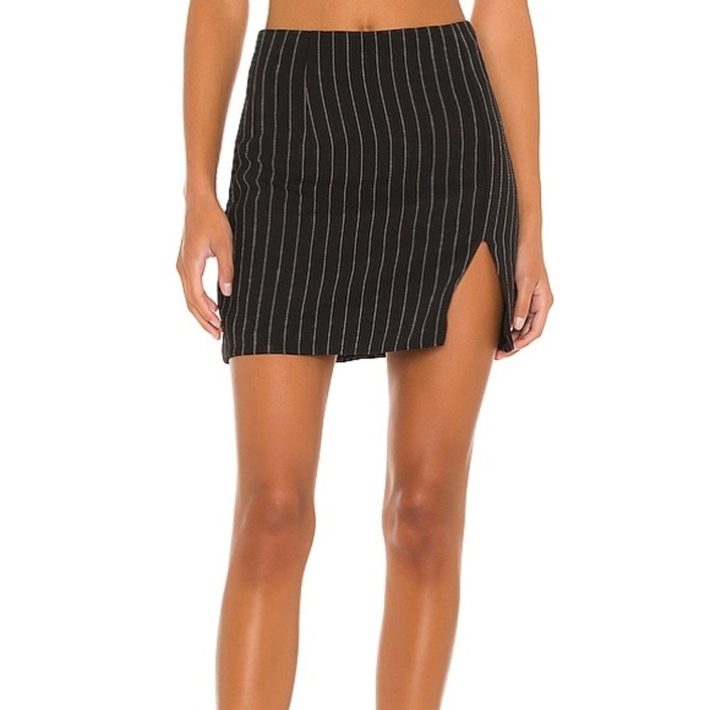Superdown from REVOLVE Stefanie Pinstripe Skirt in Black and White